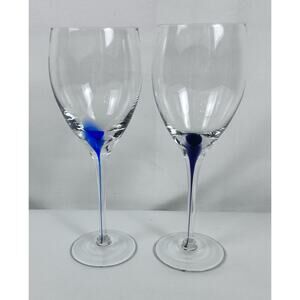 Artland 2 Wine Goblets 1 Blue & 1 Purple Teardrop EX